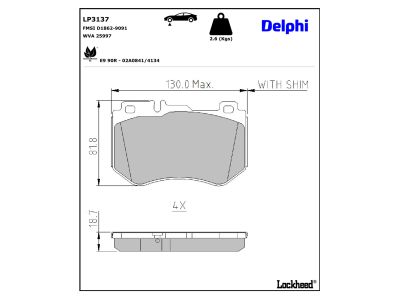 Juego de 4 pastillas de freno (Almohadilla de freno) DELPHI ref. LP3137
