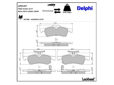 Juego de 4 pastillas de freno (Almohadilla de freno) DELPHI ref. LP3147