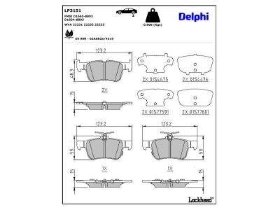 Juego de 4 pastillas de freno (Almohadilla de freno) DELPHI ref. LP3151