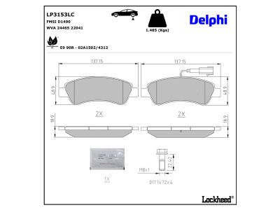 Jeu de 4 plaquettes de frein DELPHI LP3153LC