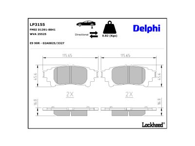 Jeu de 4 plaquettes de frein DELPHI ref. LP3155