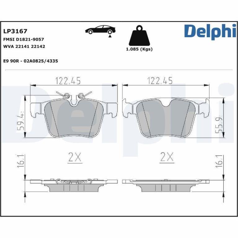 Juego de 4 pastillas de freno (Almohadilla de freno) DELPHI ref. LP3167