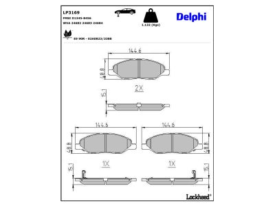 Juego de 4 pastillas de freno (Almohadilla de freno) DELPHI ref. LP3169
