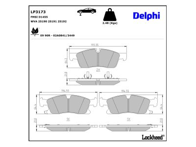 Juego de 4 pastillas de freno (Almohadilla de freno) DELPHI ref. LP3173