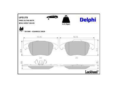 Juego de 4 pastillas de freno (Almohadilla de freno) DELPHI ref. LP3175