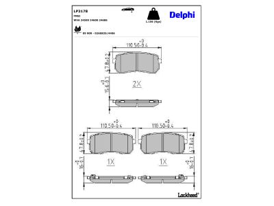 Juego de 4 pastillas de freno (Almohadilla de freno) DELPHI ref. LP3178