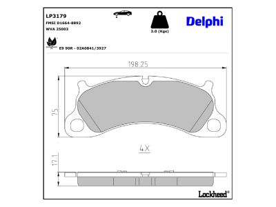 Juego de 4 pastillas de freno (Almohadilla de freno) DELPHI ref. LP3179