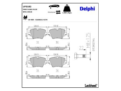 Juego de 4 pastillas de freno (Almohadilla de freno) DELPHI ref. LP3182