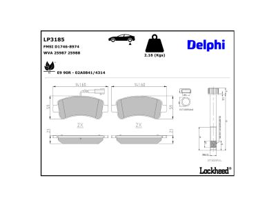 Juego de 4 pastillas de freno (Almohadilla de freno) DELPHI ref. LP3185