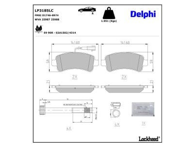 Jogo de 4 pastilhas de travão DELPHI LP3185LC