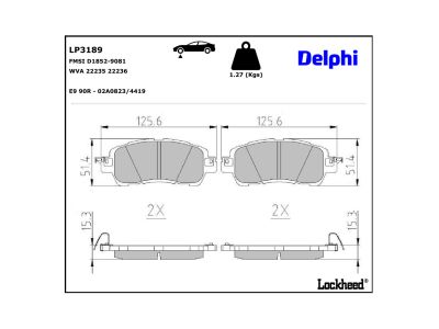 Juego de 4 pastillas de freno (Almohadilla de freno) DELPHI ref. LP3189