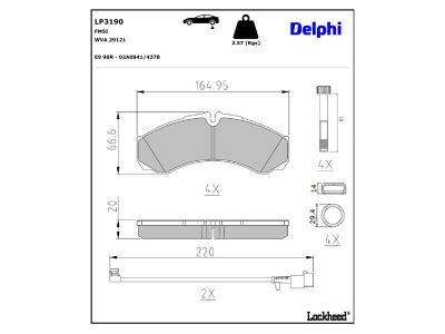 Jeu de 4 plaquettes de frein DELPHI ref. LP3190
