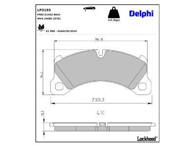 Jeu de 4 plaquettes de frein DELPHI LP3193