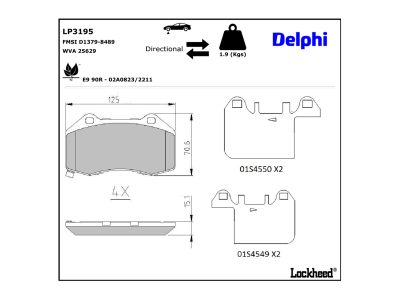 Juego de 4 pastillas de freno (Almohadilla de freno) DELPHI ref. LP3195