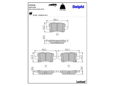 Jeu de 4 plaquettes de frein DELPHI LP3218