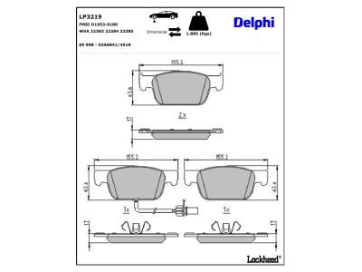 Jeu de 4 plaquettes de frein DELPHI LP3219