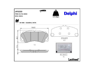 Juego de 4 pastillas de freno (Almohadilla de freno) DELPHI ref. LP3233