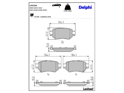 Jeu de 4 plaquettes de frein DELPHI ref. LP3234