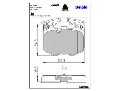 Juego de 4 pastillas de freno (Almohadilla de freno) DELPHI ref. LP3235