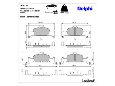 Juego de 4 pastillas de freno (Almohadilla de freno) DELPHI ref. LP3239