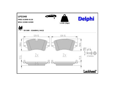 Jeu de 4 plaquettes de frein DELPHI LP3240