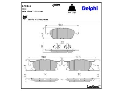 Juego de 4 pastillas de freno (Almohadilla de freno) DELPHI ref. LP3241