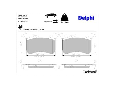 Juego de 4 pastillas de freno (Almohadilla de freno) DELPHI ref. LP3242