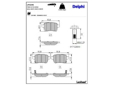 Juego de 4 pastillas de freno (Almohadilla de freno) DELPHI ref. LP3246