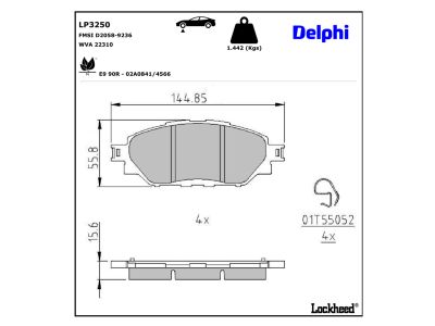 Juego de 4 pastillas de freno (Almohadilla de freno) DELPHI ref. LP3250
