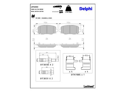Juego de 4 pastillas de freno (Almohadilla de freno) DELPHI ref. LP3253