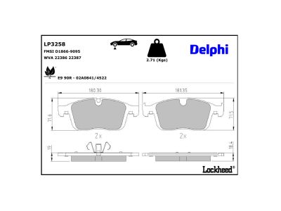 Jogo de 4 pastilhas de travão DELPHI LP3258