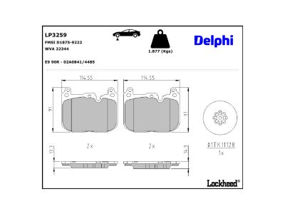 Juego de 4 pastillas de freno (Almohadilla de freno) DELPHI ref. LP3259
