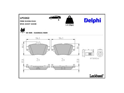 Juego de 4 pastillas de freno (Almohadilla de freno) DELPHI ref. LP3262
