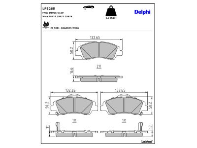 Jeu de 4 plaquettes de frein DELPHI ref. LP3265