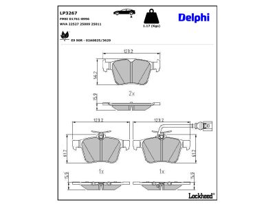 Jeu de 4 plaquettes de frein DELPHI ref. LP3267