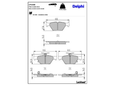 Jogo de 4 pastilhas de travão DELPHI ref. LP3268