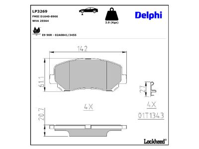 Juego de 4 pastillas de freno (Almohadilla de freno) DELPHI ref. LP3269