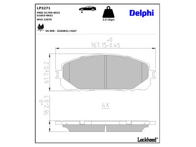 Juego de 4 pastillas de freno (Almohadilla de freno) DELPHI ref. LP3271