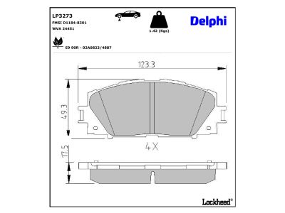 Juego de 4 pastillas de freno (Almohadilla de freno) DELPHI ref. LP3273