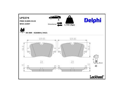Jeu de 4 plaquettes de frein DELPHI ref. LP3274