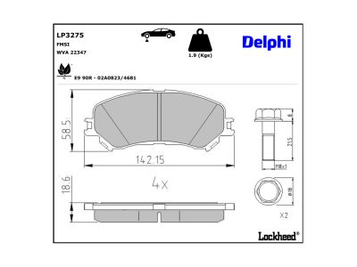 Juego de 4 pastillas de freno (Almohadilla de freno) DELPHI ref. LP3275