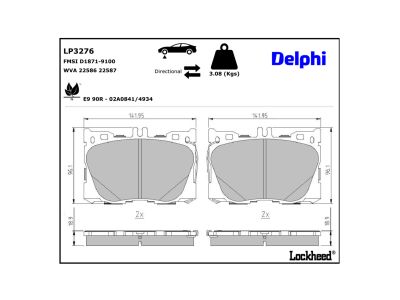 Jogo de 4 pastilhas de travão DELPHI LP3276