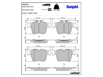 Jeu de 4 plaquettes de frein DELPHI LP3277