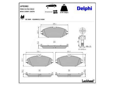 Juego de 4 pastillas de freno (Almohadilla de freno) DELPHI ref. LP3282