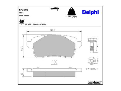 Juego de 4 pastillas de freno (Almohadilla de freno) DELPHI ref. LP3283