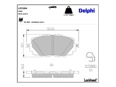 Juego de 4 pastillas de freno (Almohadilla de freno) DELPHI ref. LP3284