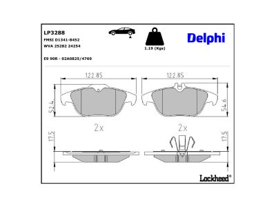Juego de 4 pastillas de freno (Almohadilla de freno) DELPHI ref. LP3288