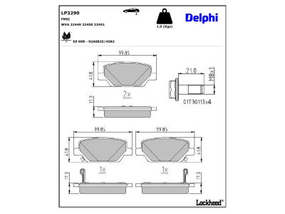 Juego de 4 pastillas de freno (Almohadilla de freno) DELPHI ref. LP3290