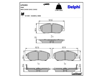 Juego de 4 pastillas de freno (Almohadilla de freno) DELPHI ref. LP3293