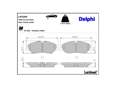 Juego de 4 pastillas de freno (Almohadilla de freno) DELPHI ref. LP3294